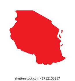 Abstract Red Tanzania Simple Map