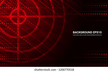 Abstract Red Target, Shooting Range On Black Background. Vector Isolated Template For Business Goal. Shooting Target Success Solutions Concept.