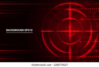 Abstract red target, shooting range on black background. Vector isolated template for business goal. Shooting target success solutions concept.