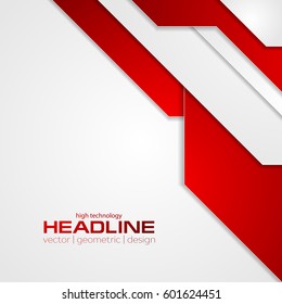 Abstract Red Tech Corporate Flyer Background. Vector Template Design