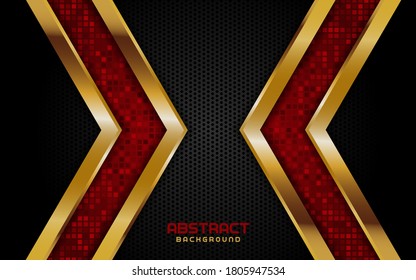Abstrakte rote Technologie mit goldener Linie und dunklem Hintergrund