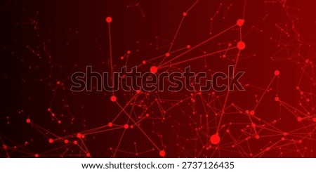 Abstract red technology background featuring connected dots and lines forming a digital network structure. Futuristic visualization representing data connections, communication,