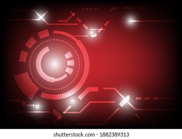 Abstract red technology background. Futuristic digital innovation. Data flow process.