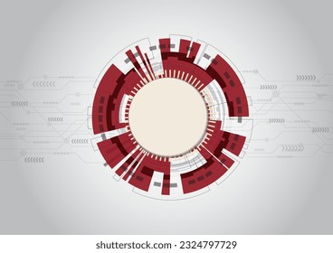 Abstract red technology background with various elements, stock vector