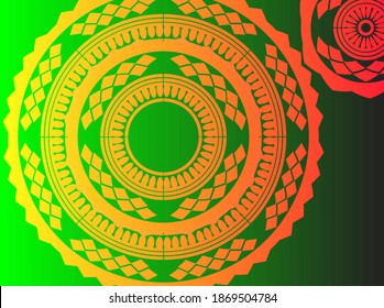 abstract red technology circles on green background illustration