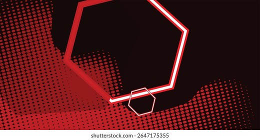 Abstract red technology hexagonal background. red and white hexagons form led light.