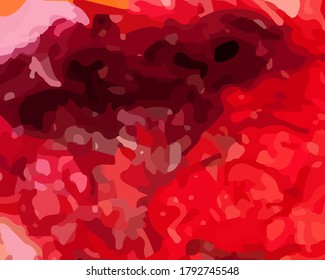 Abstract red texture background. Digital painting in oil painting style. Art template with textured brush strokes. Design for printed pictures, postcards, wallpapers, textile print, etc.