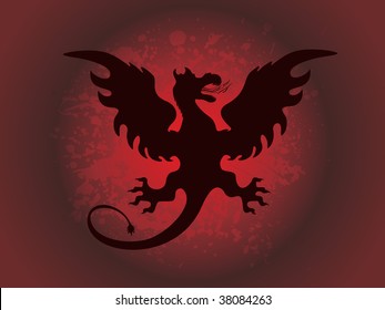 abstract red texture background with fiery dragon
