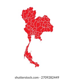 Mapa Abstractas Rojo de Tailandia con Ciudades