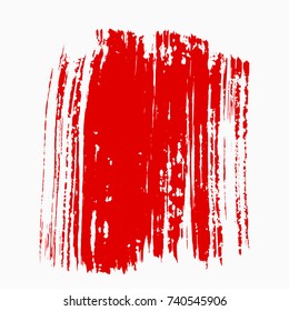 Abstract  red thick smear of paint isolated on a white background