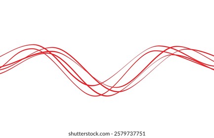 abstract red thin line wave art suitable for background.