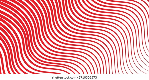 abstract red thin to thick smooth wave line pattern suitable for background.