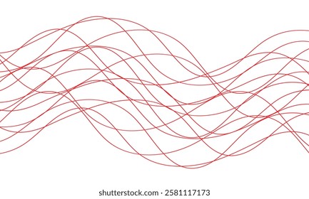 abstract red thin wavy lines design suitable for background.