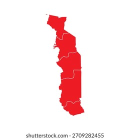 Abstractas Rojo Togo Mapa con Ciudades