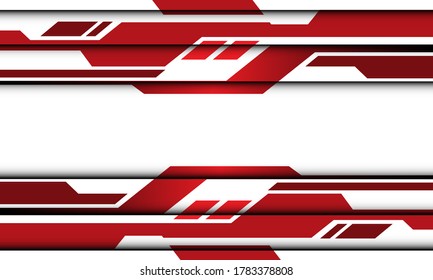 Resumen del circuito de cibercircuito geométrico de tonos rojos en el diseño de espacios en blanco diseño de tecnología futurista moderna ilustración vectorial de fondo.