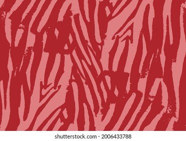 Abstract Red tone Safari pattern, modern zebra seamless print, vector background. African safari wild animal fur skin pattern with beige stripes, simple flat modern decoration background