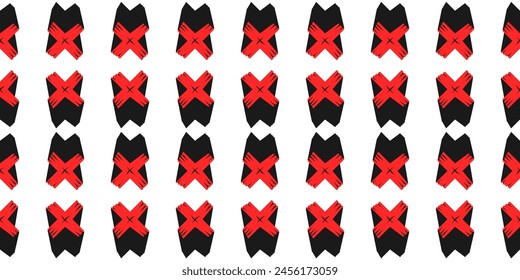 Abstractas cruces rojas rasgadas, patrón de Vector sin fisuras