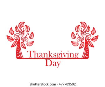 abstract red trees with apples on the Thanksgiving Day. vector