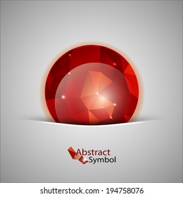 Abstract red triangle ball. Vector shape.