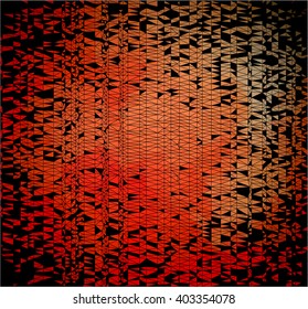 Abstract red triangle broken on black background