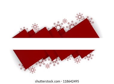 abstract red triangles christmas background with snow flakes