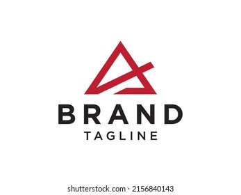 Abstract Red Triangular Letter A Logo. Flat Vector Logo Design Template Element
