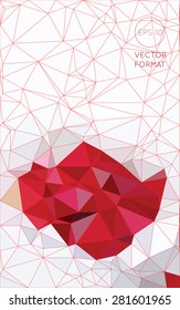 Abstract red triangular low poly style vector background,Vector illustration