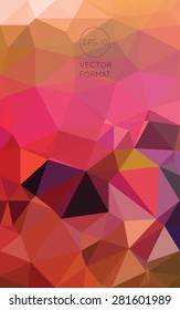 Abstract red triangular low poly style vector background,Vector illustration