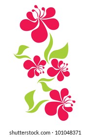 abstract red tropical flowers vector ornament hibiscus