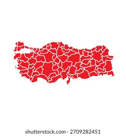 Abstract Red Turkey Map with Cities