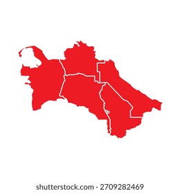 Mapa Rojo Abstractas de Turkmenistán con Ciudades
