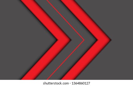 Abstract red twin arrow direction on grey design modern futuristic background vector illustration. 