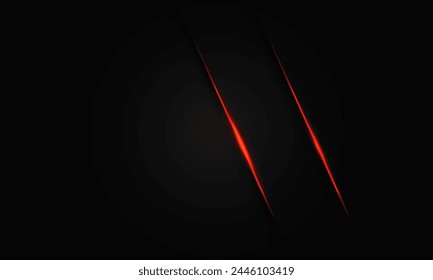 Abstract red twin line light slash on black shadow with blank space design modern luxury futuristic blackground vector illustration.