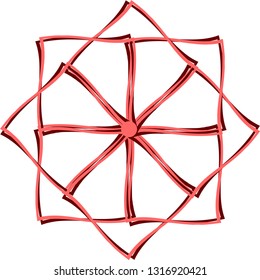 Abstract red twisted shape. Decorative element for design.