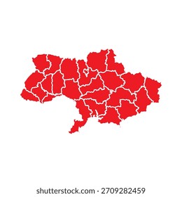 Mapa vermelho da Ucrânia com cidades