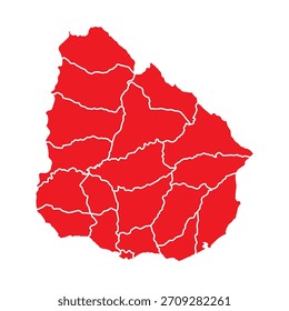 Abstract Red Uruguay Map with Cities