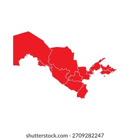 Mapa Rojo Abstractas de Uzbekistán con Ciudades