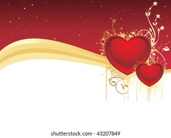 abstract red valentine background with set of grungy heart