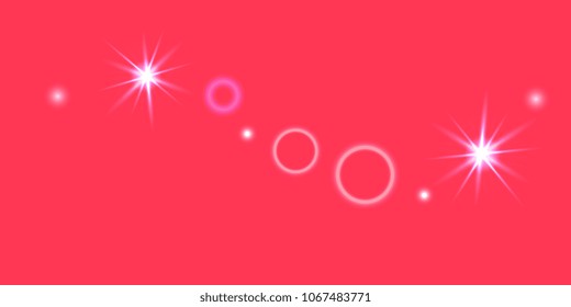 Abstract red vector background. Chaotic confetti stars shine on a red background. Design element for postcard, poster, business card, cover.
