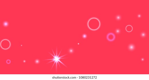 Abstract red vector background. Chaotic confetti stars shine on a red background. Design element for postcard, poster, business card, cover.