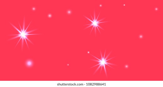 Abstract red vector background. Chaotic confetti stars shine on a red background. Design element for postcard, poster, business card, cover.