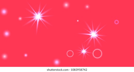 Abstract red vector background. Chaotic confetti stars shine on a red background. Design element for postcard, poster, business card, cover.