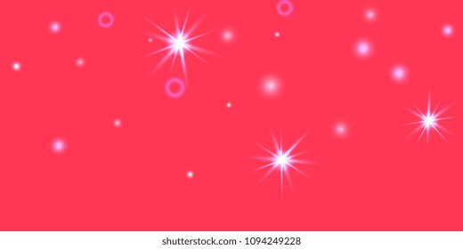 Abstract red vector background. Chaotic confetti stars shine on a red background. Design element for postcard, poster, business card, cover.