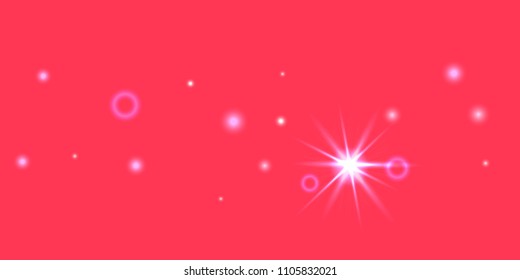 Abstract red vector background. Chaotic confetti stars shine on a red background. Design element for postcard, poster, business card, cover.
