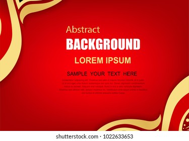 Abstract red vector background with golden border and wave, Russian red wallpaper, 16:9 aspect ratio, world of Russia pattern with modern and traditional elements, 2018 trend background