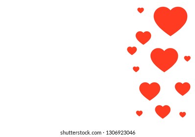 abstract red vector background with hearts valentines day
