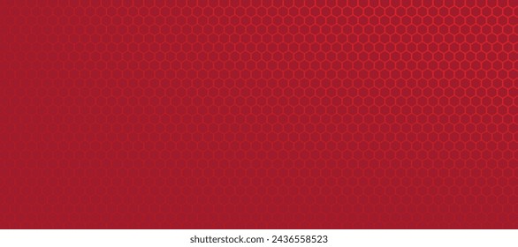 Abstract red vector banner with hexagon grid. Seamless pattern background