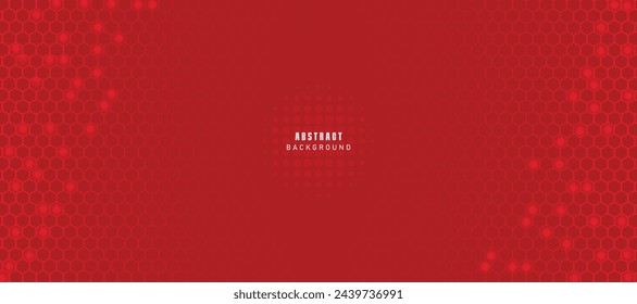 Abstract red vector banner with hexagon grid. Seamless pattern background