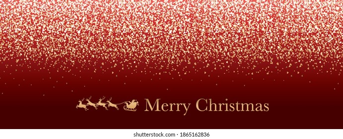 Abstract Red Vector Christmas Background With Gold Glitter Particles And Text Space. 
