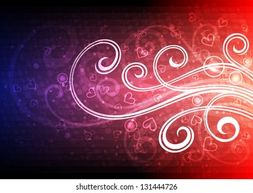 Abstract red vector floral illustration.
